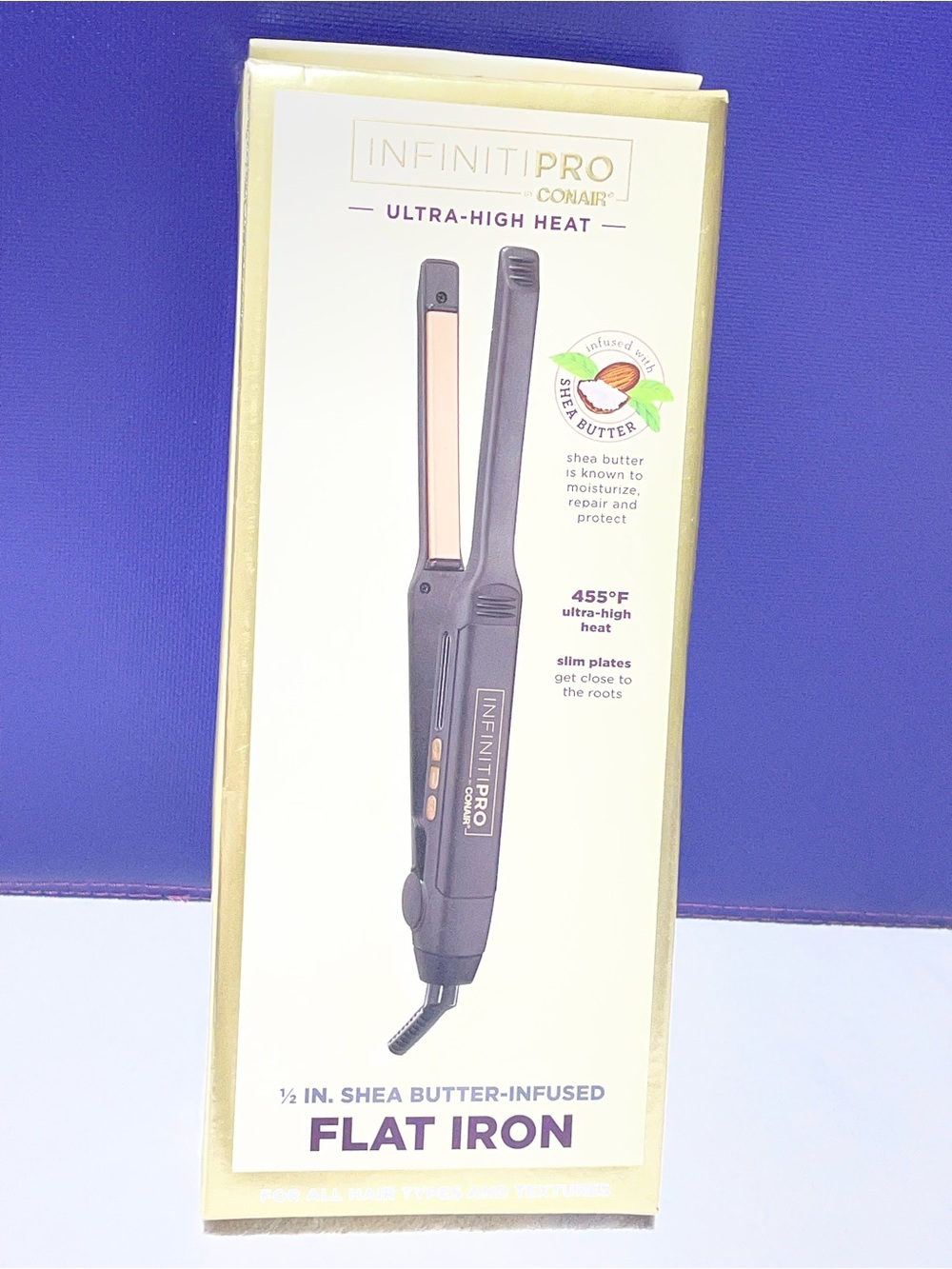 Conair InfinitiPRO Black Flat Iron – 1/2" Shea Butter-Infused Plates